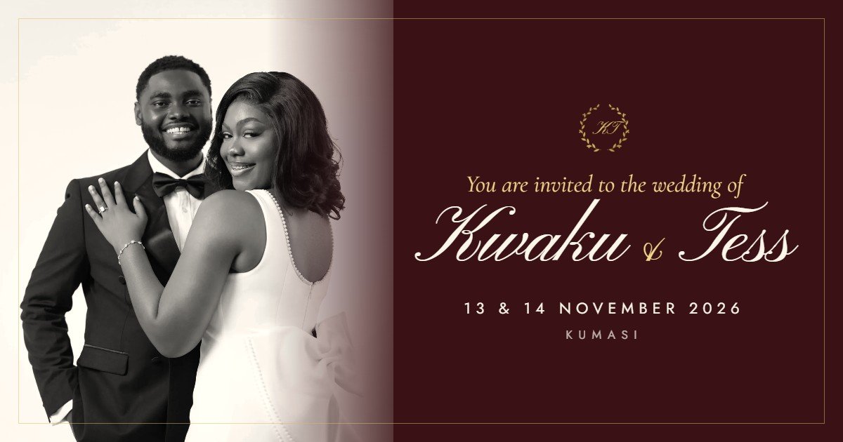 Kwaku and Tess wedding invitation link preview